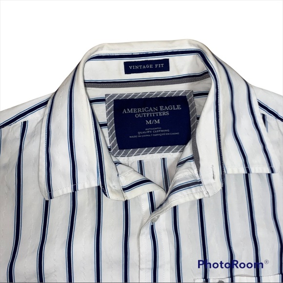 Lot of 2 Men's American Eagle Premium Vintage Fit Button Up Shirt Black Size M - Picture 9 of 9